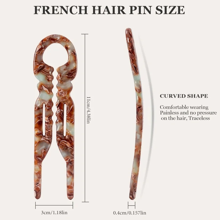 Horquilla en forma de U dentada antideslizante acrílica, nuevo modelo, para acordes y peinados informales, adecuada para varios volúmenes de cabello, 1 ud.