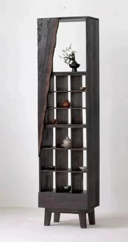 Y  Wabi-Sabi Style Wooden Display Cabinet Chinese Style Multi-Treasure Rack Storage Shelf Ornament Cabinet