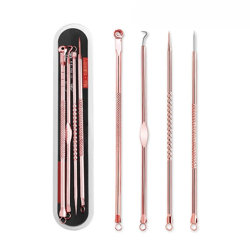 4 Stuks Puistje Popper Tool Kit Comedondrukker Acne Naald Gereedschap Set Verwijderen Zorg Whitehead Popping Acne Remover Huidverzorging gereedschap
