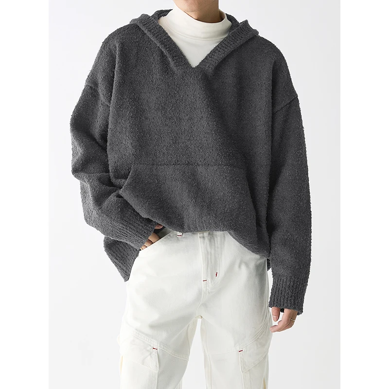 เสื้อฮู้ดแบบยูนิเซ็กซ์ |   เสื้อสเวตเชิ้ตมีฮู้ดทรงหลวม ผ้าถักนุ่มสบาย สไตล์เรโทรลำลองอเนกประสงค์ ให้ความอบอุ่นในฤดูใบไม้ร่วงและฤดูหนาว