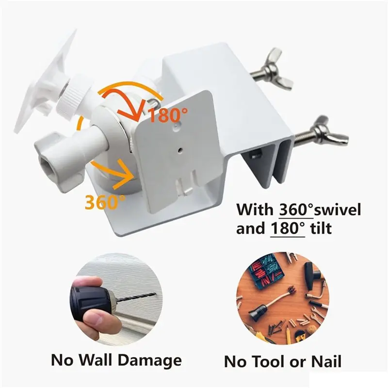 ABZV-Gutter Mount With Dual Adapters For Solar Panel Or Camera 	 360° Adjustable Aluminum Alloy