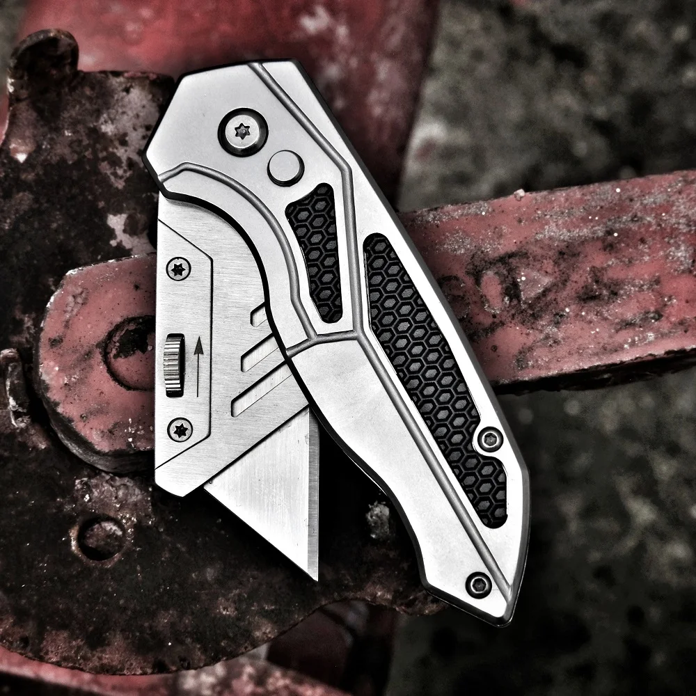 Grady Fung Brand Heavy Utility Knife Folding Blades Stainless Steel edc Cutter for Pipe Paper Box Outdoor Camping Hand Tools