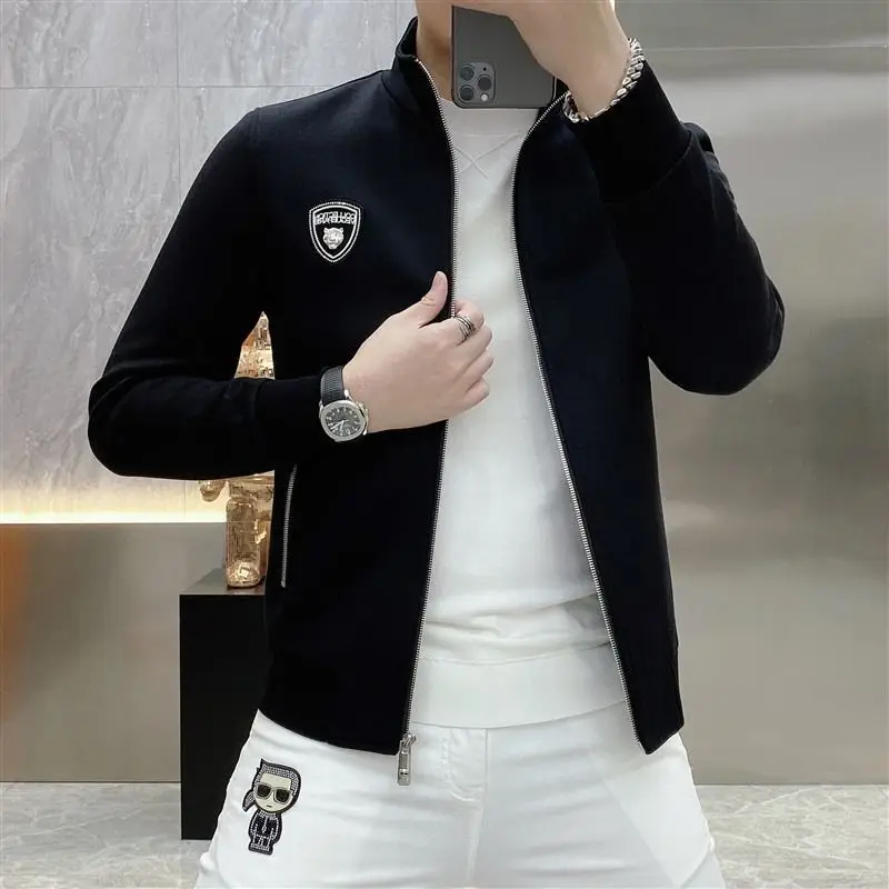 

Модный европейский мужской повседневный вязаный кардиган-жакет приталенного кроя, универсальная верхняя одежда для весны и осени