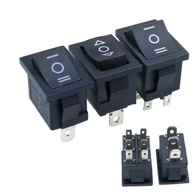 1pcs  KCD1 Mini Black 3 Pin / 6 pin On/Off/On Rocker Switch AC 6A/250V10A/125V