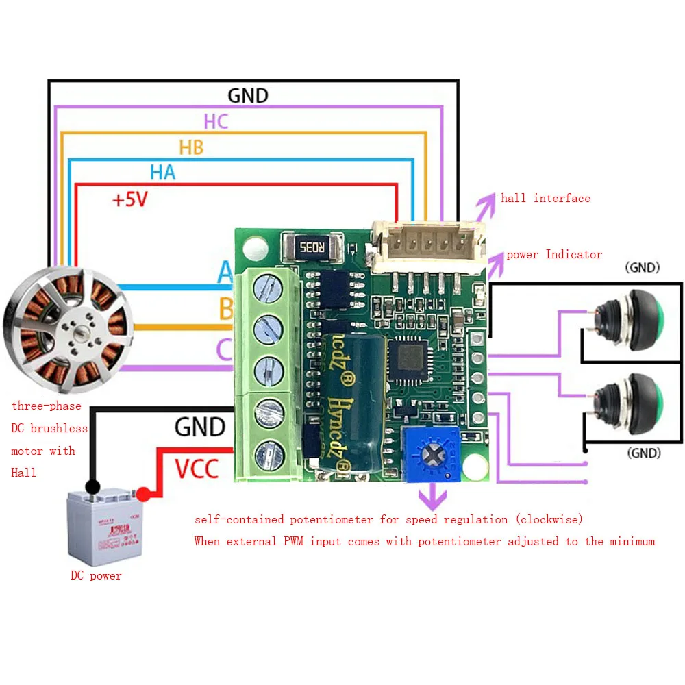 

DC6-28V ZS-X12H 0-100W Brushless Motor Speed Controller With Hall BLDC Driver Board Module With Cable Power Supply Accessories