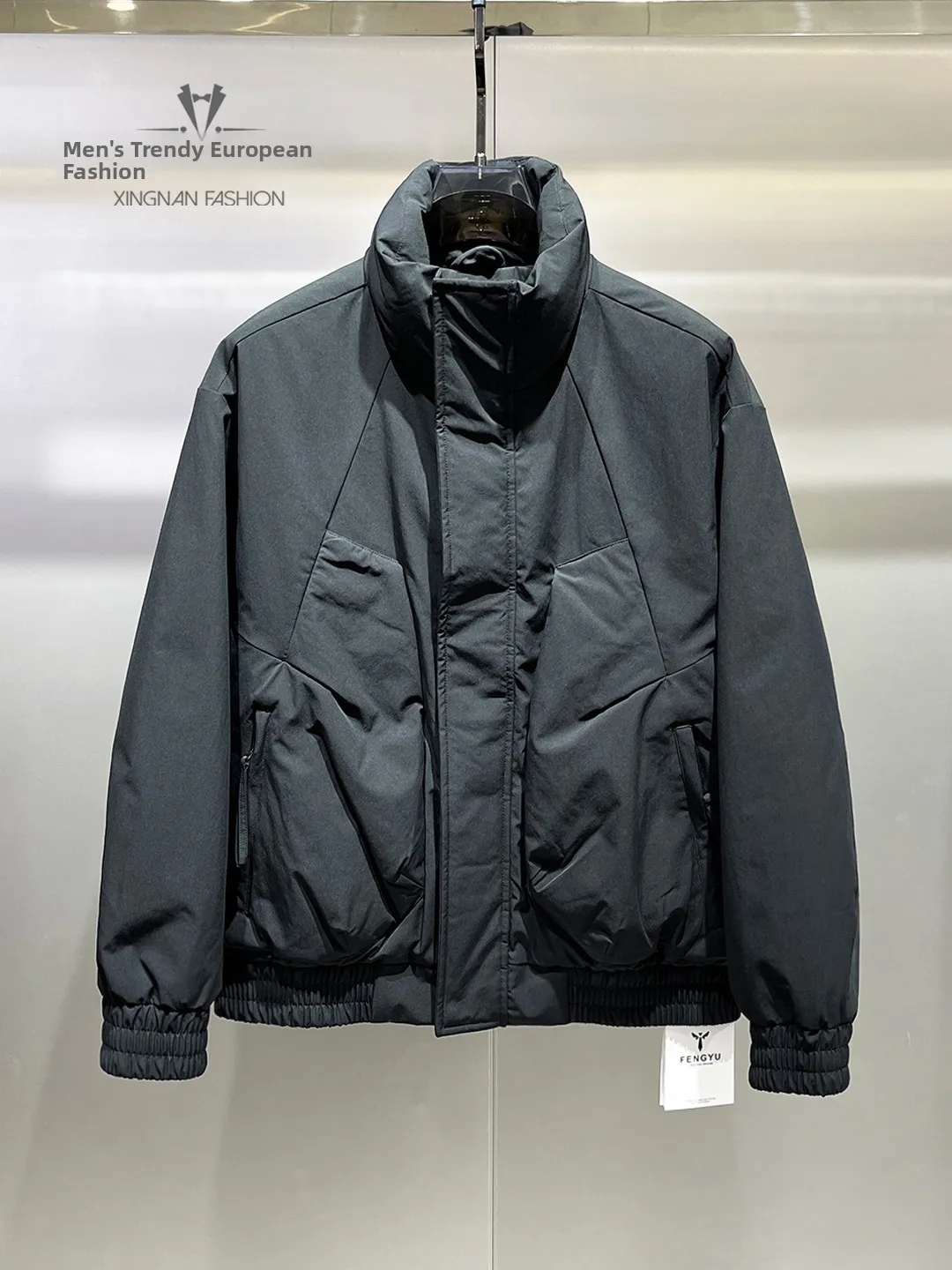 

Winter Thiened White Du down Jaet Men's Casual ort Sle Commute Daily Loose Fit Zipper Closure Color Coat