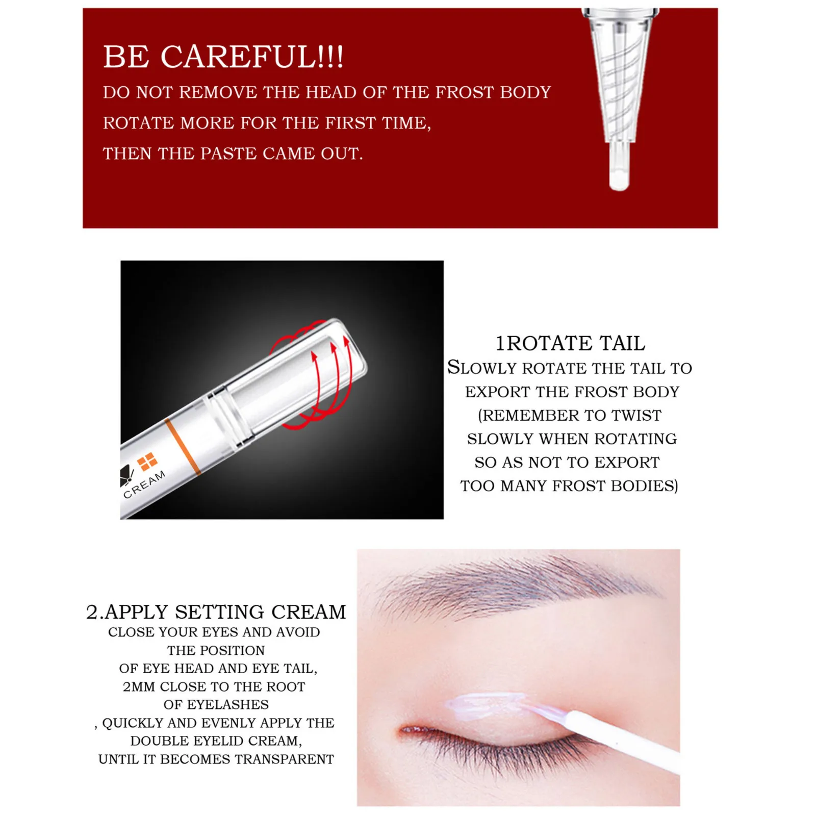 Neue langwirkende Doppel-Augenlid-Formpaste, wasserfester Doppel-Augenlid-Stift, Kleber, 3-Sekunden-Falten, natürlicher, doppelt gefalteter Augenlid-Stift