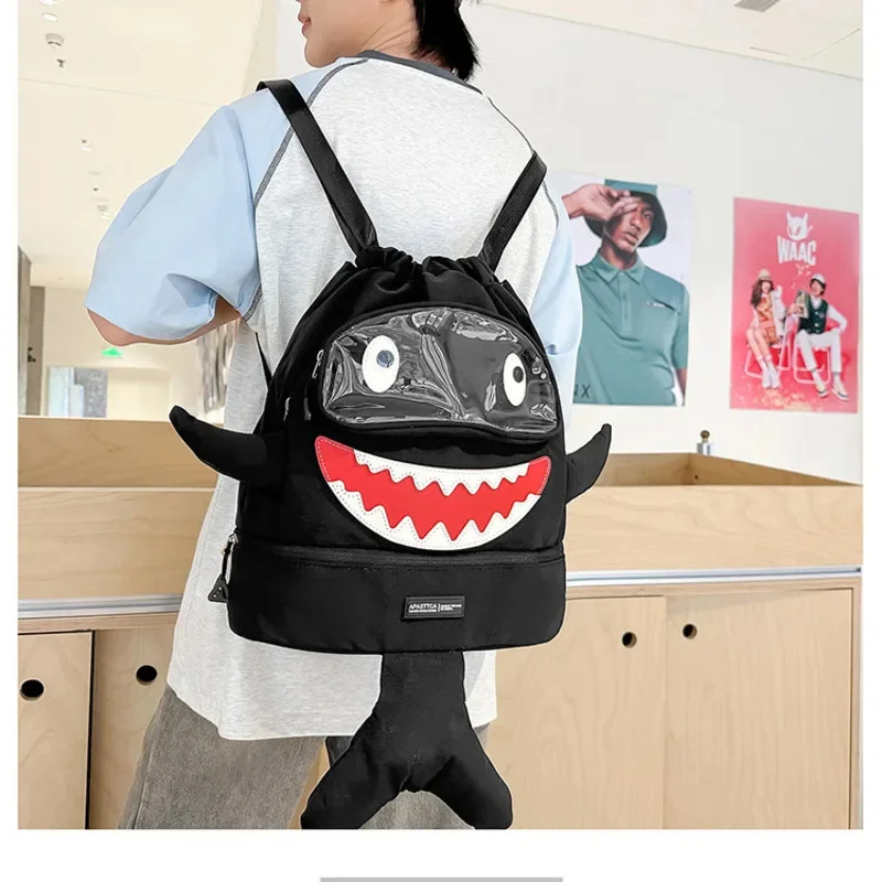Shark Backpack Wet Dry Swimming Bag Portable Sports Travel School Backpack for Kids Boys Girls Cute Shark Bookbag