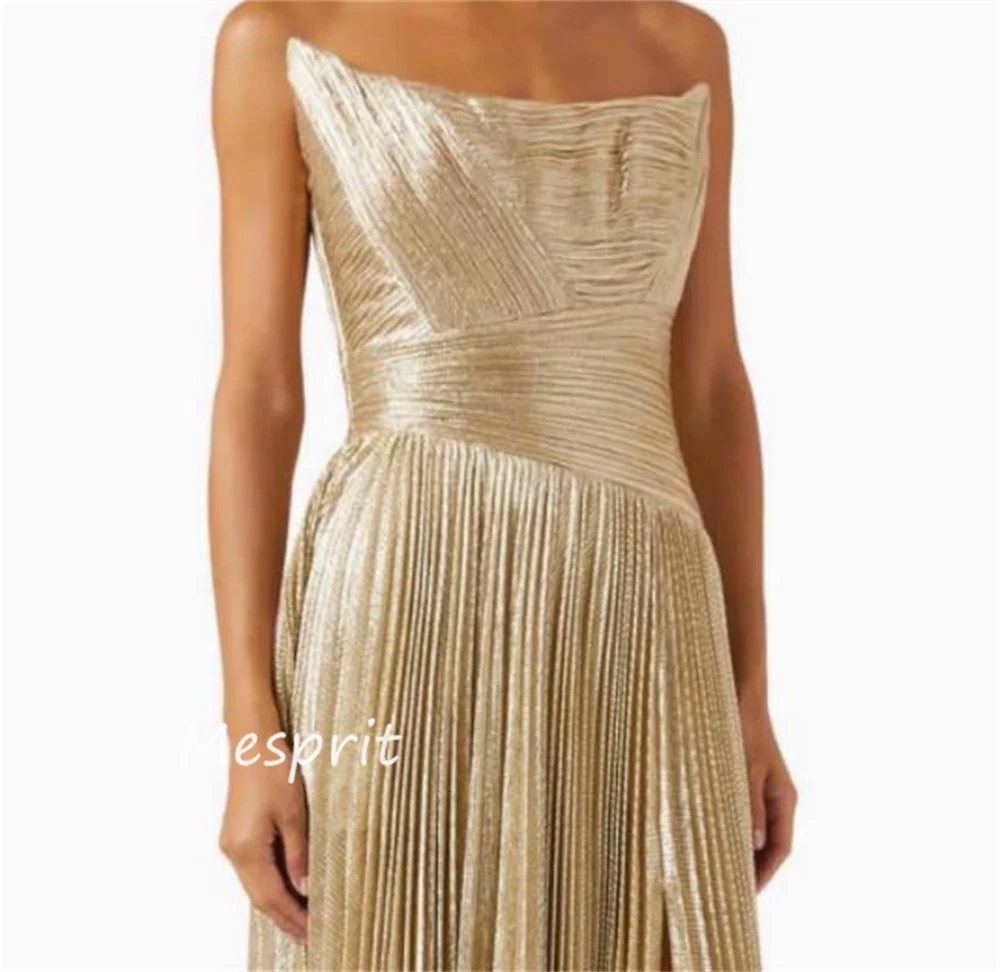 customized Prom Gowns Satin Draped Bespoke Occasion Dress Cocktail Party A-line Strapless Long Pleat Evening Dresses