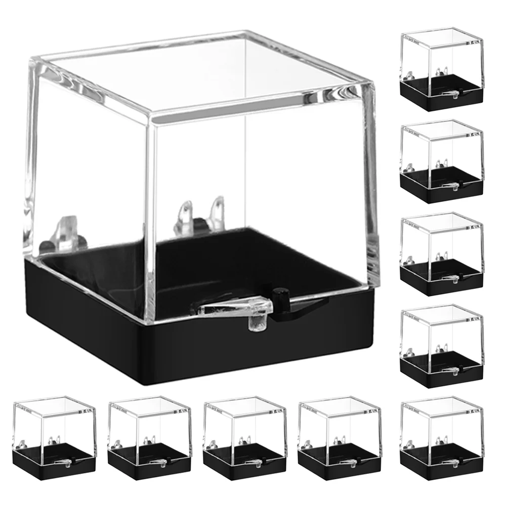 10 PCS Ore Specimen Box Crystal Display Case Collection Figure Miniature Plastic Storage Clear Boxes for Gifts