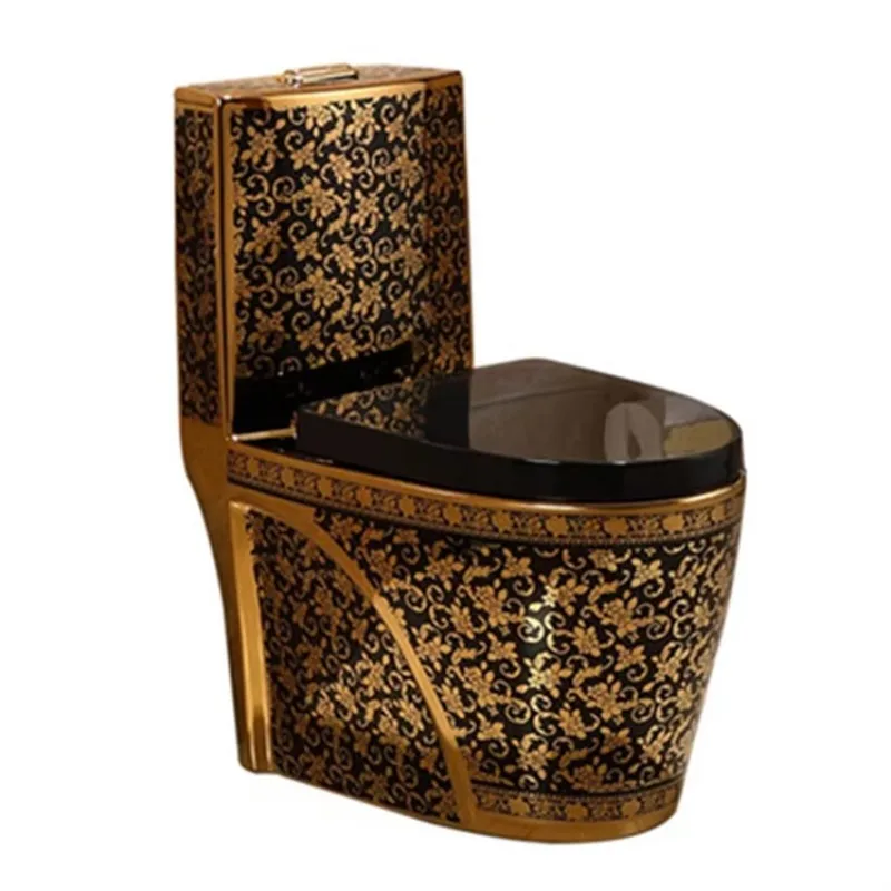 Luxury Sanitary Ware Bathroom Ceramic Black and Gold Toilets Seat for Sale