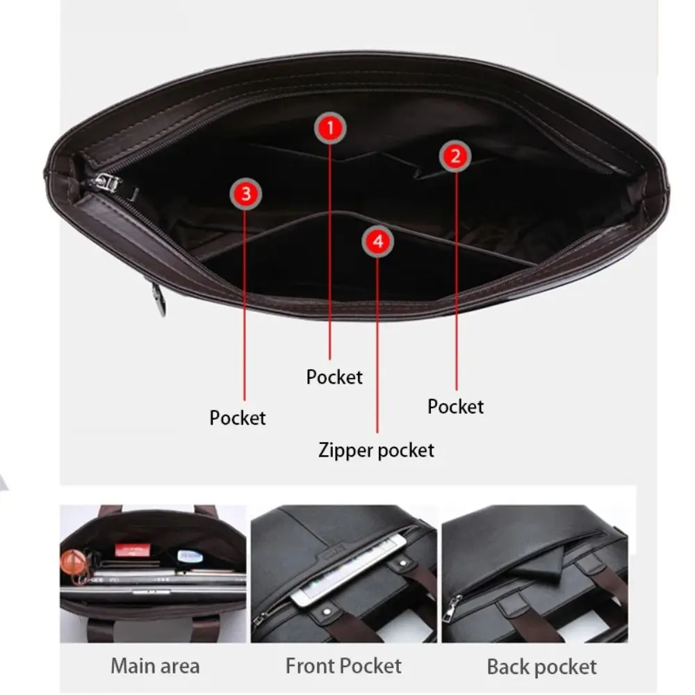 Aktentasche aus PU-Leder mit großer Kapazität, Papier-Organizer, Oxford-Stoff, Tasche für Geschäftsdokumente, wasserdichte multifunktionale Laptoptasche