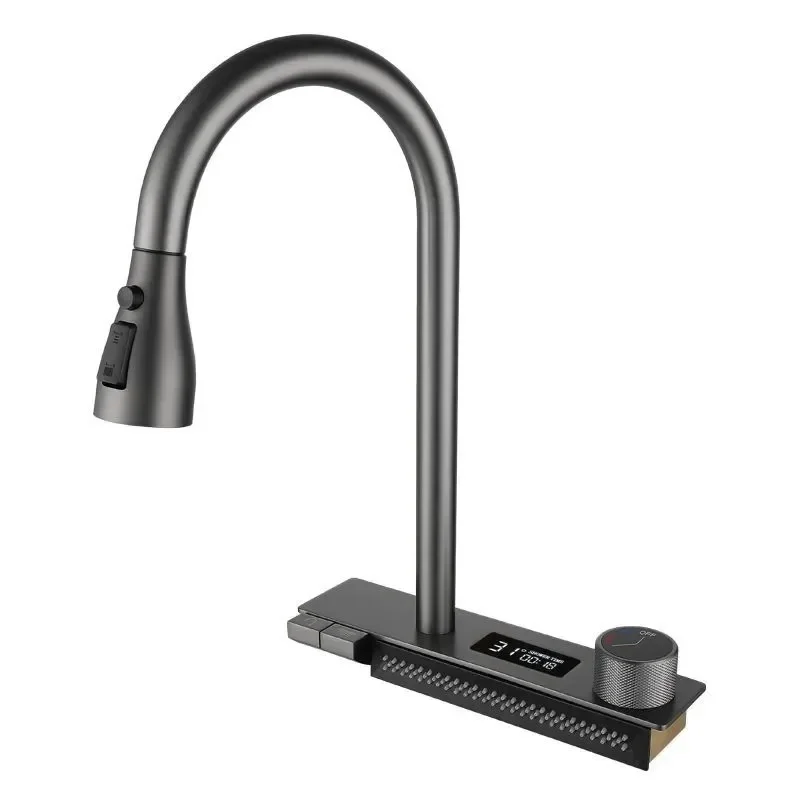 

Digital Display Faucet Piano Button Flying Rain Faucet Waterfall Water Light Luxury Kitchen Faucet High-End Faucet