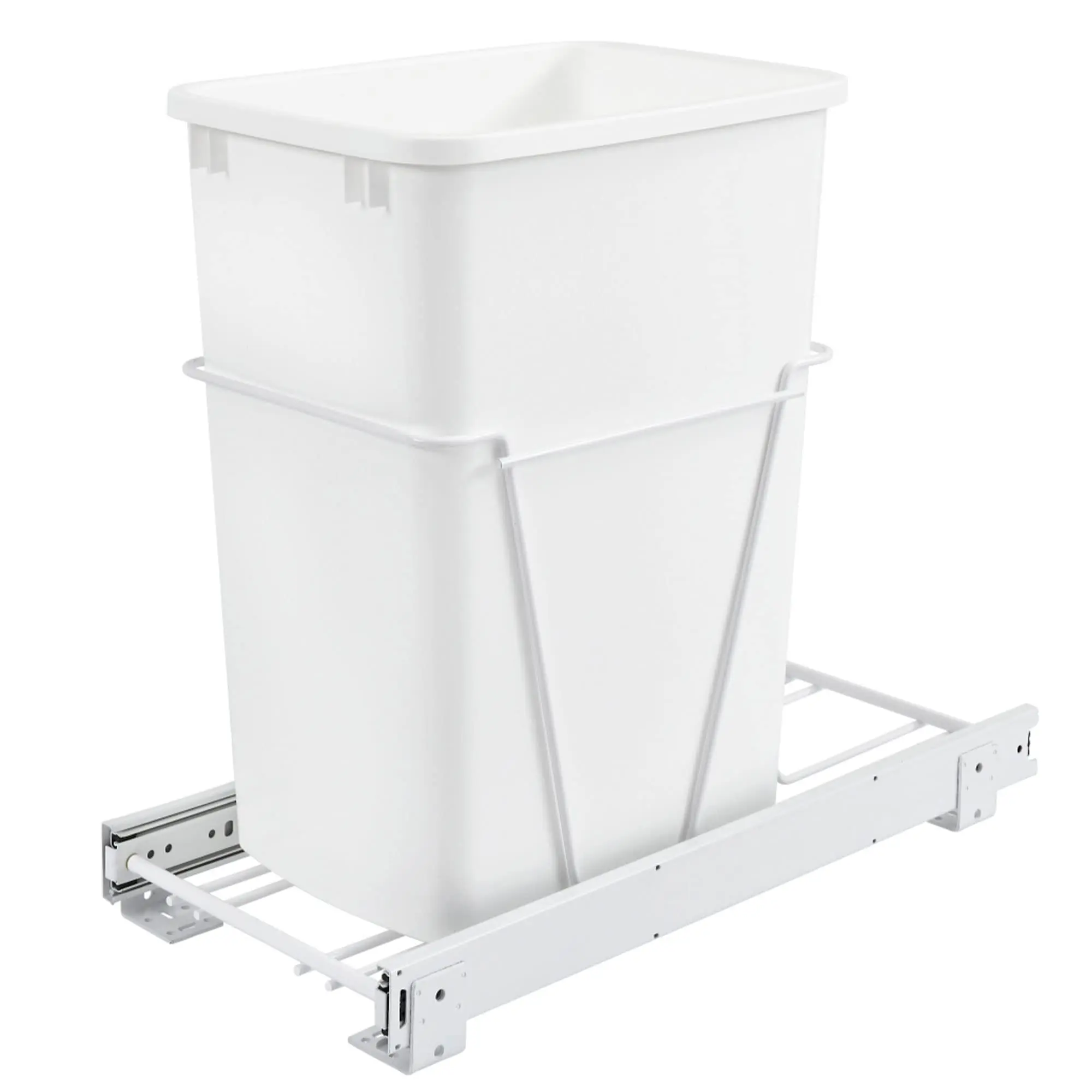 Pullout Trash Can for Kitchen Cabi, White Waste Bin, 35 Qt
