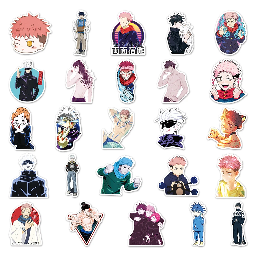 10/30/50pcs Jujutsu Kaisen Dos Desenhos Animados Adesivos Cool Anime Graffiti Etiqueta Motocicleta Telefone Bicicleta Bagagem Impermeável Decalques Crianças Brinquedo