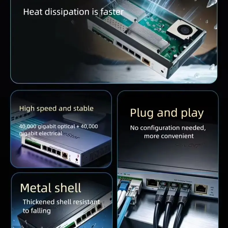 XikeStor Full 10G Unmanaged Ethernet Switch ,SKS1200-4X4t