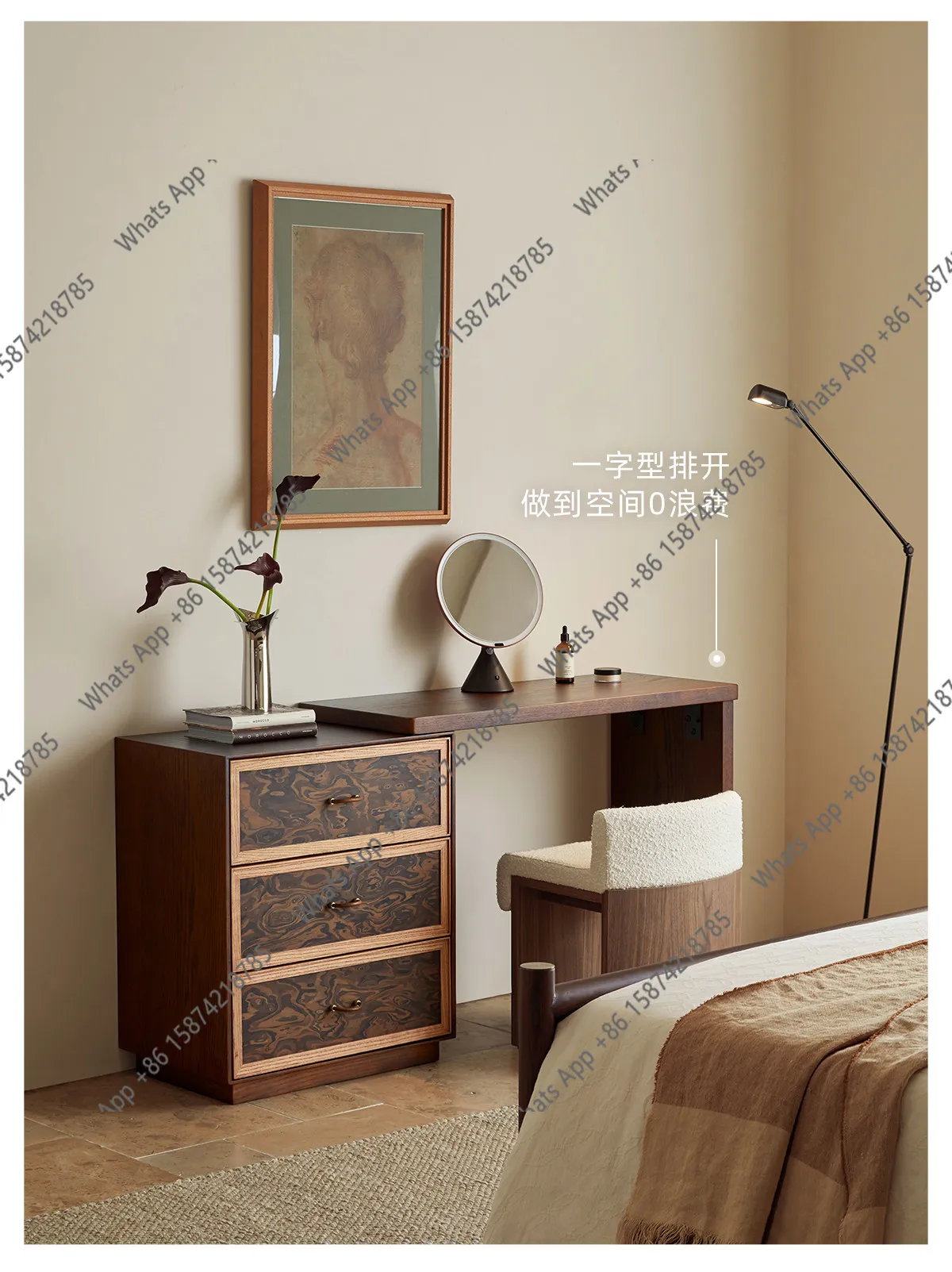 

Medieval solid wood retractable chest integrated dresser retro small apartment corner storage bedside cabinet