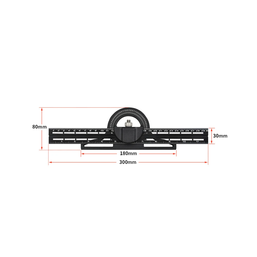 Adjustable Ruler Combination Square Ruler 360-degree Measurement Capability Aluminum Alloy Construction Adjustable Protractor