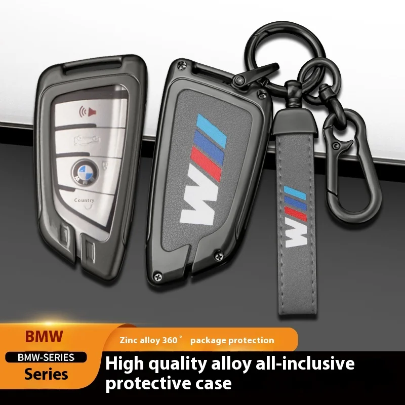 For BMW M E36 E39 E46 E60 E90 E91 F25 F15 F10 F20 F01 X1 X3 X5 X7 Car TPU Zinc Alloy Key Case Bag Car Key Chain Metal Key Shell