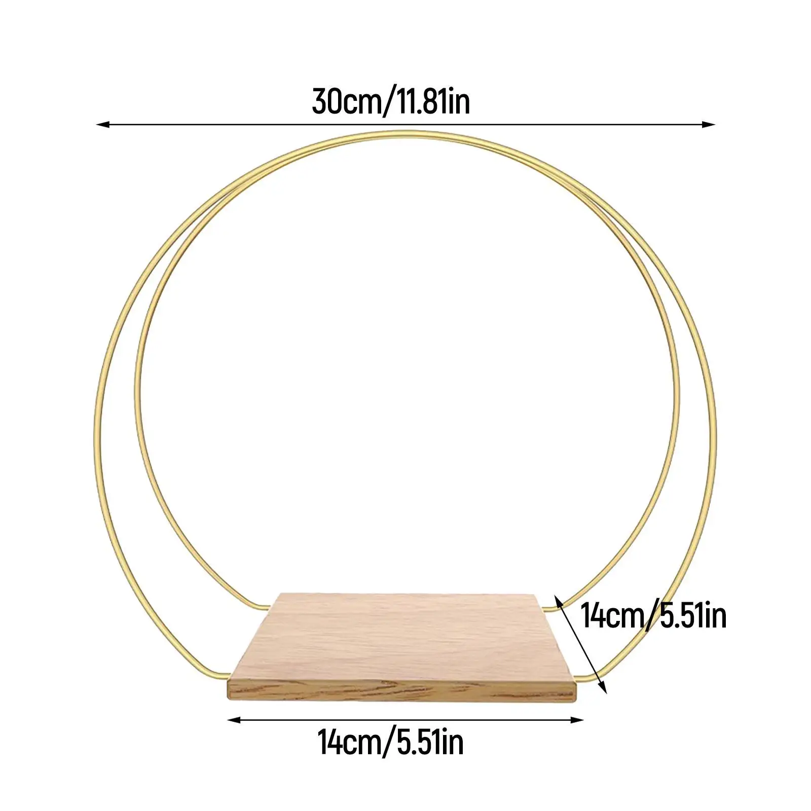 Vintage Style Metal Floral Hoop Wreath Gold Table Ornament with Stand for Home Baby Shower Decor
