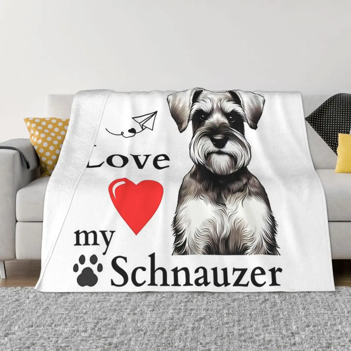 

Черно-белое миниатюрное одеяло «Шнауцер», милые одеяла для собак, мягкое теплое фланелевое одеяло, постельное белье для кровати, гостиной, пикника