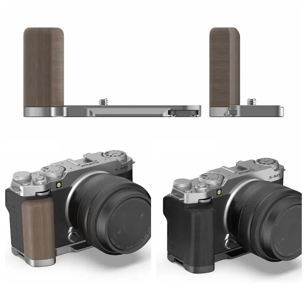 

New Camera Expansion Kit L Plate Solid Wood Handle Aluminum Durable Finger Grip Quick Release Shutter Button Kit for Fuji X-M5