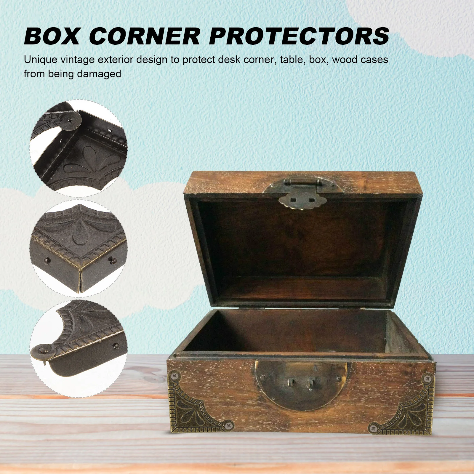 

30pcs Metal Corner Protectors Vintage Box Edge Guards For Furniture Cabinet Dresser Table Decorative Covers Baby Safety Bumpers