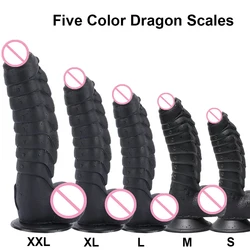 XXL Huge Dildo Realistic Dragon Scales Penis With Suction Cup For Women Strapon Toys Animal Flexible Anal Plug Silicone Sex Shop