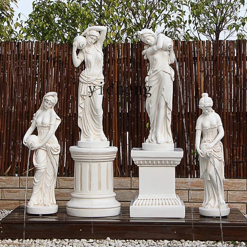 u18Flowing Water Fountain Ornament Figure Sculpture Courtyard Water Feature Fish Pond Clubhouse Decoration