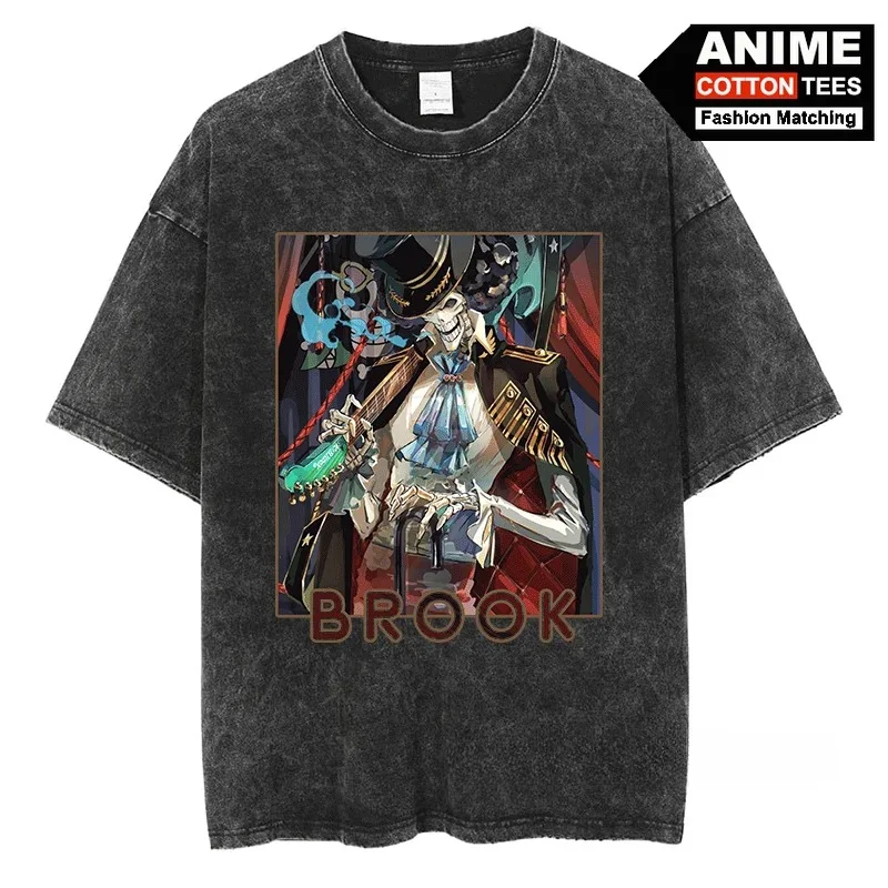 BROOK T Shirt Anime ONE PIECE Graphic T-shirt Y2k Harajuku Fashion Unisex Streetwear Tops Cotton Vintage Oversized Casual Tees