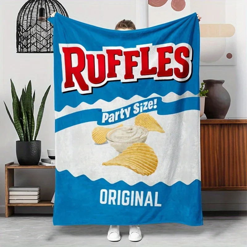 Ruffled Party Size Flannel Blanket Suitable for all seasons, reversible versatile suitable for home bed sofa camping and travel