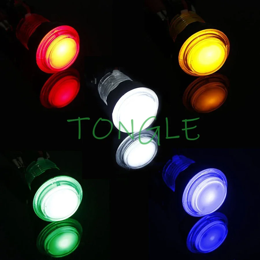 50 pcs LED Arcade Button Kit Transparent Illuminated Push Buttons with Microswitch for Arcade Games Parts 32mm Top