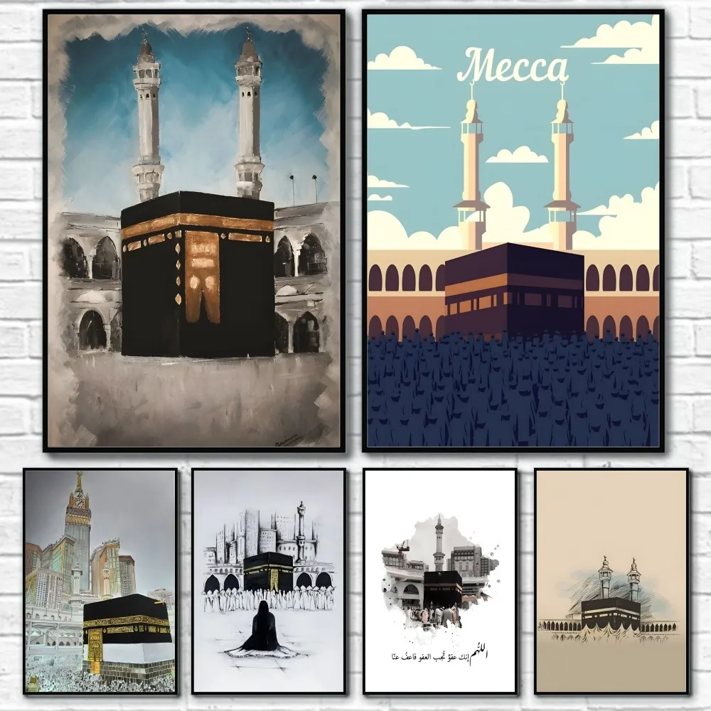 

Mecca Attractions Retro Poster 1pc Living Room Wall Decor Aesthetic Hallway Bedroom Bathroom Bar Festive Creative Waterproof