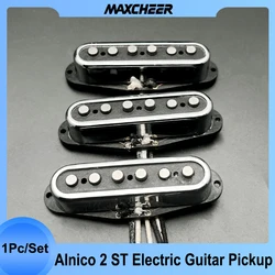 Alnico 2 Staggered ST Style Electric Guitar Pickup with Open Brass Cover Fiber Bobbin ST Pickup Vintage Style Chrome