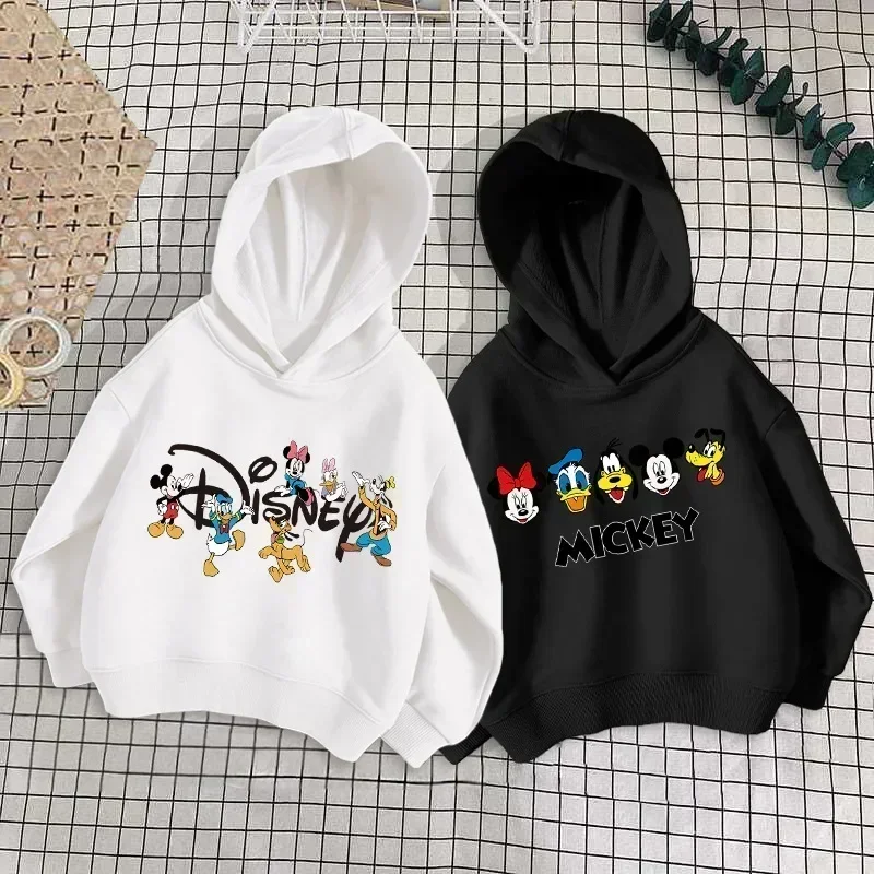 Spring Cartoon Hooded Hoodie Children Clothing Boy Girl Baby Toddler Disney Minnie Mickey Mouse Cute Kids Long Sleeve Sweatshirt