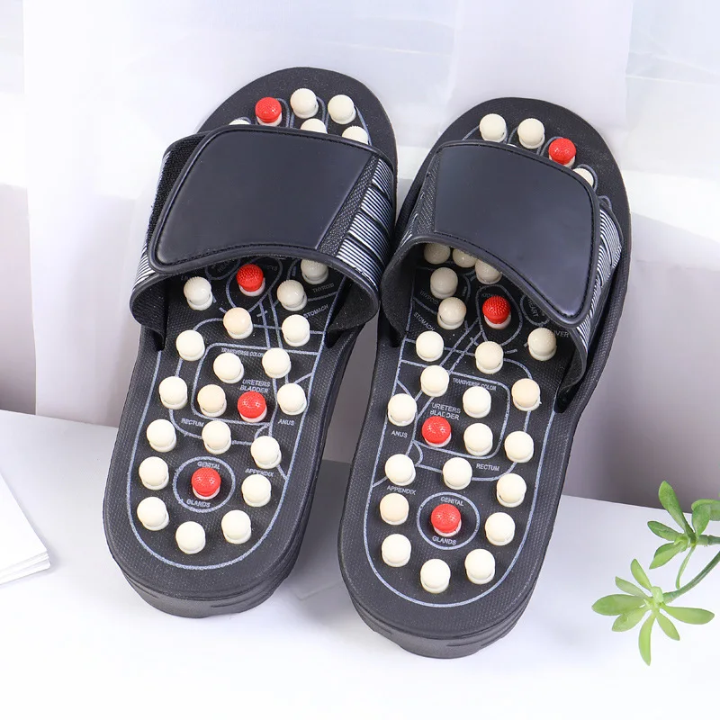 Massage Slippers Taiji Rotating Massage Orbs With Spines Foot Point Health Care Flat Shoes Indoor Low-heel Leisure Plus Size