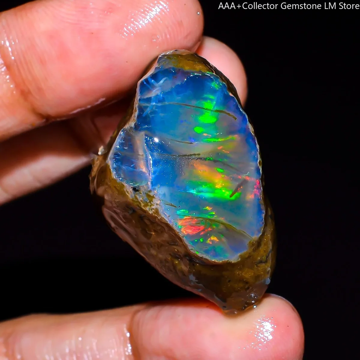 Natural Ethiopian Opal Rough 25-80CT Raw Gemstone Rainbow Flash Mineral Specimen Randomly Selected One