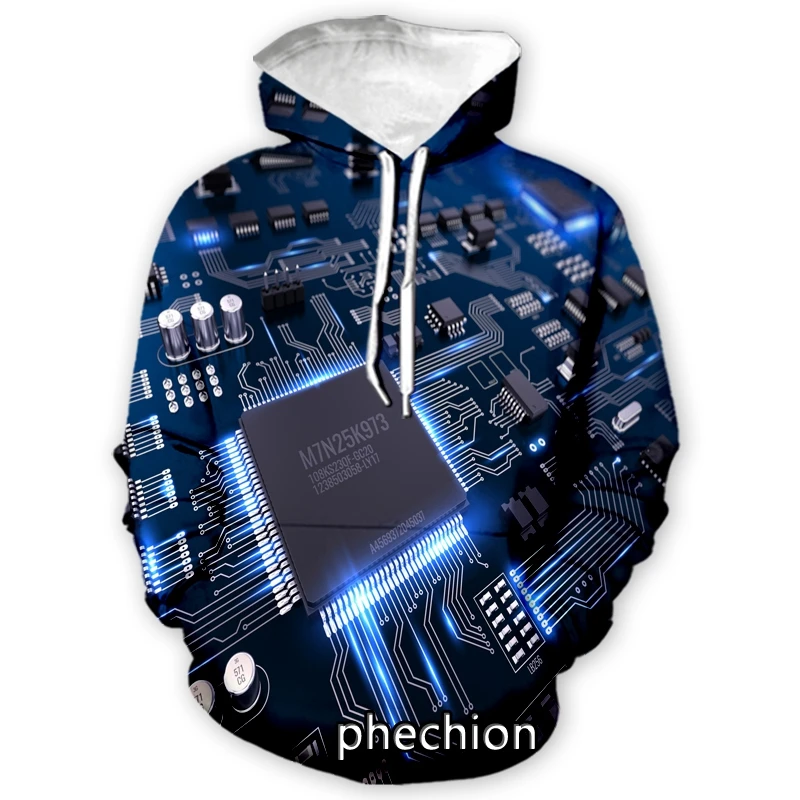 phechion New Fashion Men/Women Electronic Chip 3D Print Long Sleeve Hoodies Casual Hoodies Men Loose Sporting Pullover A34