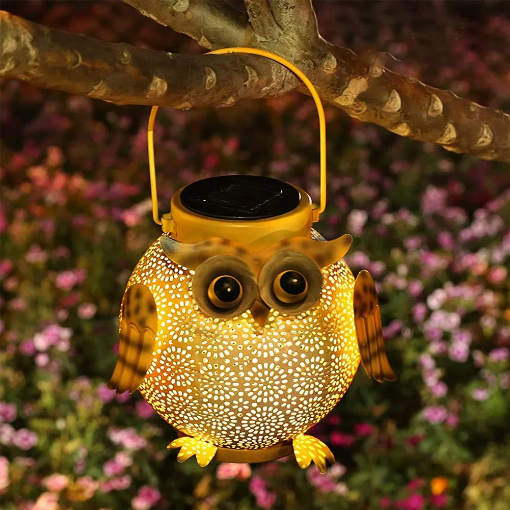 

Iron Art Garden Decorative Light 600mAh Hollow Owl Shape Light Warm Light Villa Garden Decoration Lamp Landscape Atmosphere Lamp