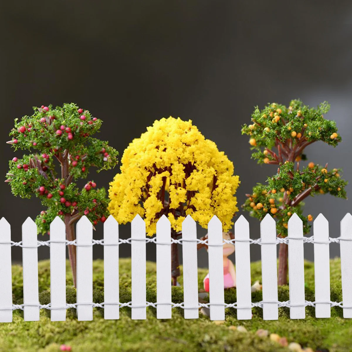 Mini cerca de madeira picareta diy decoração de jardim de fadas ornamento de árvore de natal micro kit de paisagem para exibição de terrário bonsai