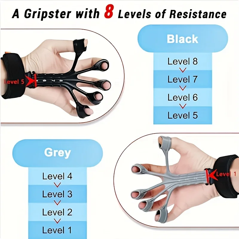 مشبك إصبع من السيليكون مكون من قطعة واحدة - جهاز تدريب عضلات اليد والساعد المحمول، تدريب قوة قبضة الإصبع