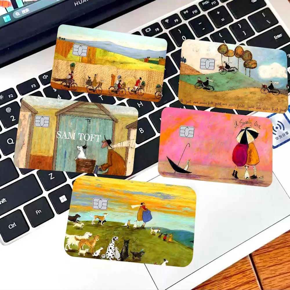 S-Sam-Toft Warm-Illustration Cartoon Credit Card Skin Stickers for Bank Card Bus Metro Card Sticker Waterproof Women Gift