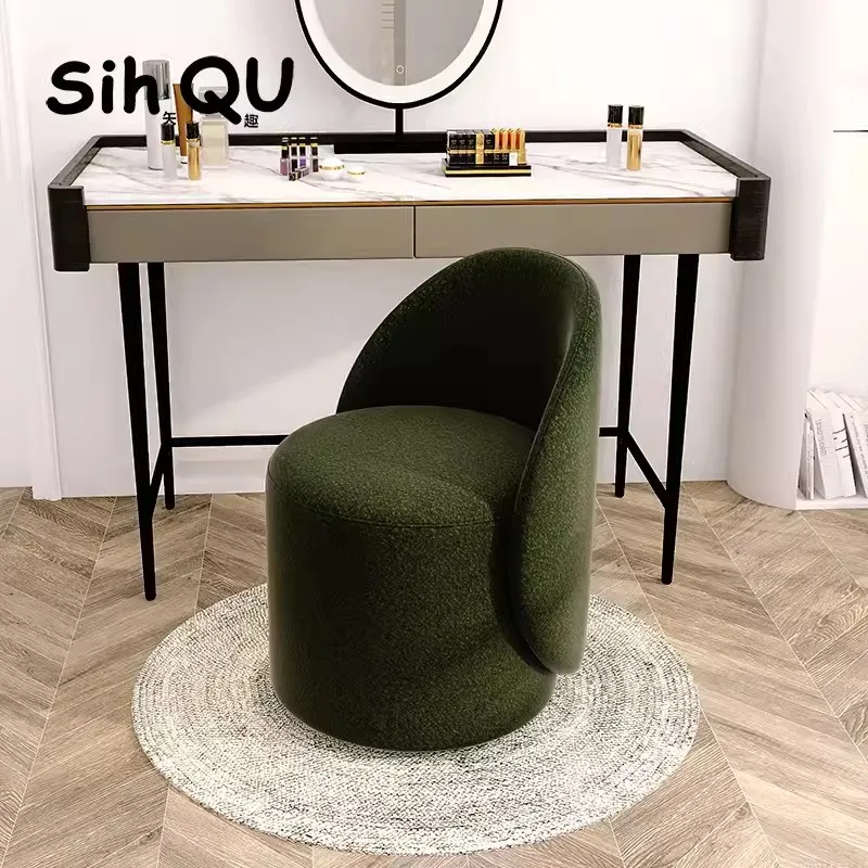 360°Rotatable Makeup Stool Shoe Changing Stool Sponge Backrest Dressing Chair Comfortable Breathable Living Room Lazy Sofa Chair