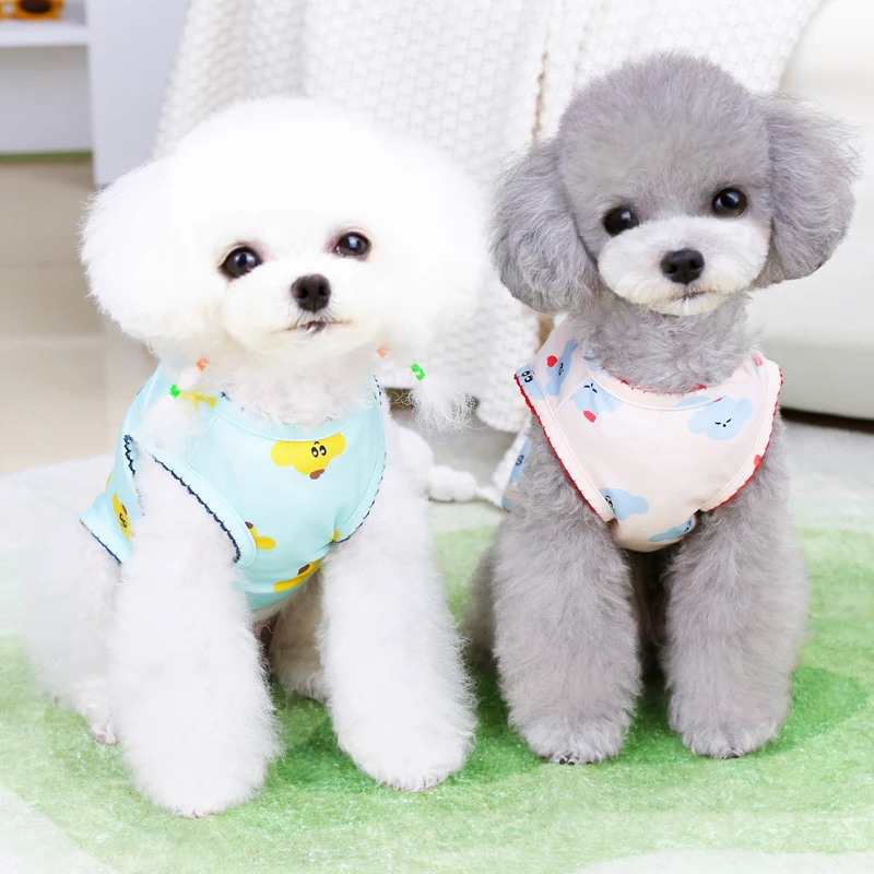 Puppy Clothes Comfortable Breathable Pet Vest Clothes Teddy Hair off Summer Cartoon Pet Supplies Cute Dog Clothing Summer