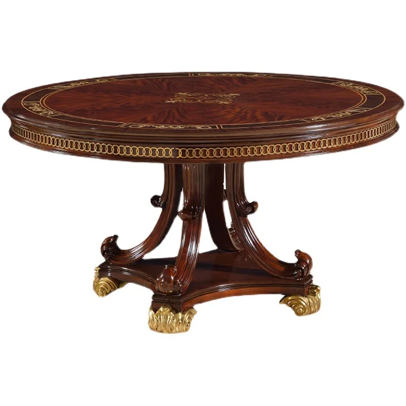 Dining table and chairs Round dining table and chair combination Neoclassical birch