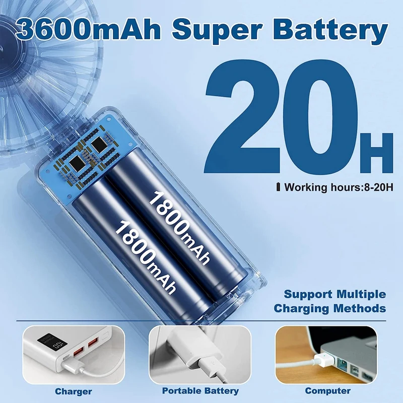 휴대용 선풍기 미니 개인 핸드 선풍기, USB 충전식 핸드 팬, 소형 포켓 선풍기, 8-20Hs