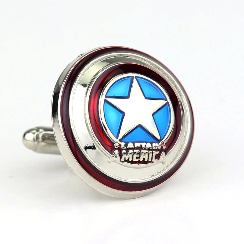 Disney Marvel Sci-fi Movie Avengers Captain America Shield Cufflinks Fashion Trend Metal Cufflinks Accessories Gifts For Fans