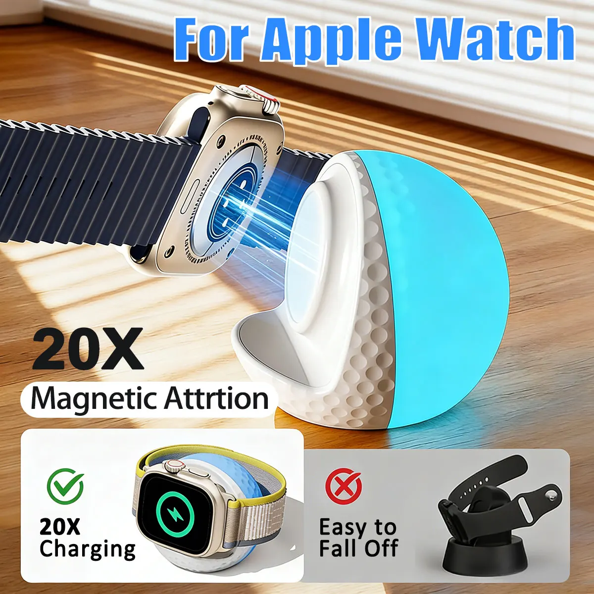 Portable RGB Lighting Wireless Charger Stand For Apple Watch Series 11 10 9 8 7 6 5 4 3 2 SE/Ultra 3 Magnetic Fast Charging Dock