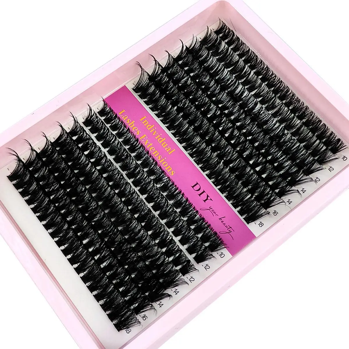 HBZGTLAD 60D-200D Mix Wimpern Cluster 10-18mm Mix Wispy Einzelne Wimpern Extensions 14 Reihen DIY Nerz Falsche Wimpern Make-Up – Detail 3