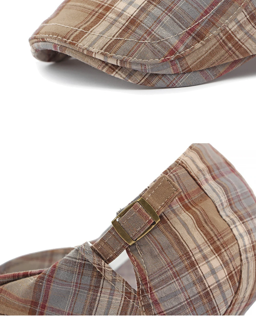 HT4376 Berets Männer Frauen Vintage Plaid Baskenmütze Männlich Weiblich Einstellbare Flache Kappe Retro Frühling Sommer Kappe Baskenmütze Hüte für Männer Frauen – Detail 14